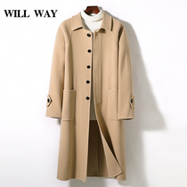 Winter new flap thickened double sided wool coat man over knee length cashless woolen sweater jacket trendy