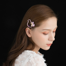 Hairclip Net red 2021 New bow headwear drill bear side clip hairpin side clip Girl clip