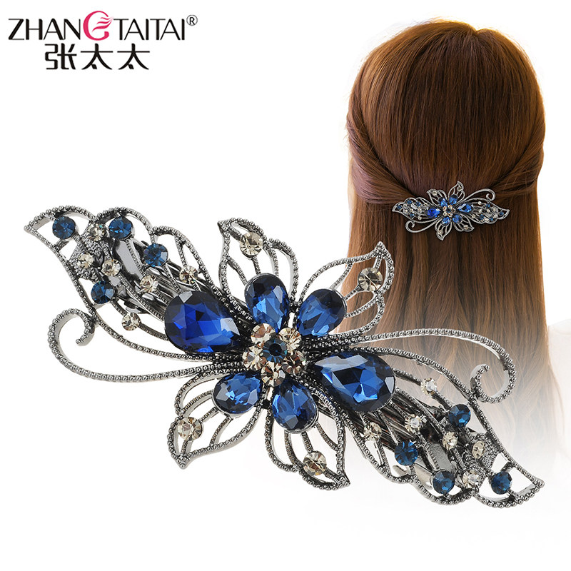 Mrs. Zhang hairpin ponytail clip large hairpin hole opener flower clip clip retro hair accessories elegant hair accessories female