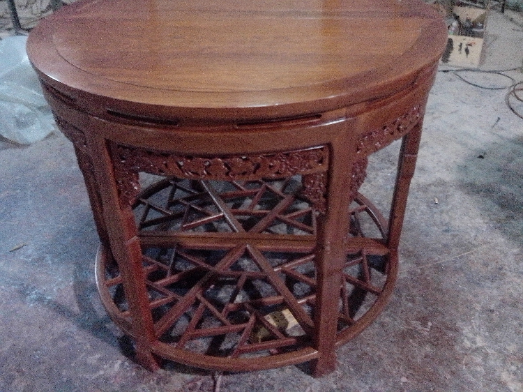 Xiangyun Half Moon Terrace 100% Gỗ hồng mộc Châu Phi Bàn hình bán nguyệt Bảng điều khiển bàn Bàn gỗ Mahogany - Bàn / Bàn bàn ghế gỗ phòng khách nhỏ