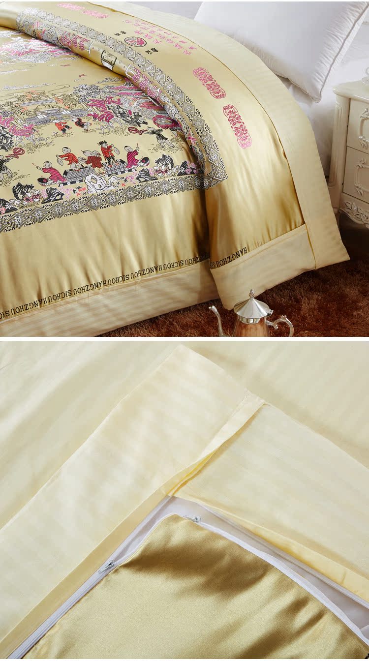 Đích thực Hàng Châu lụa cưới quilt cover là hi-màu thổ cẩm quilt quilt quilt cover truyền thống wedding quilt