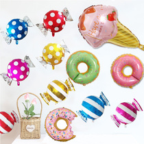 Pink girl creative personality donut candy aluminum film balloon decoration summer fruit theme childrens party