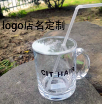 Beauty salon new special cup with cover pattern printing logo glass transparent Cup logo custom