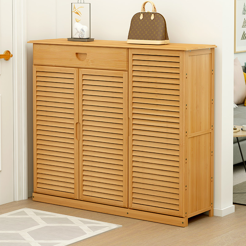 Shoe cabinet simple shoe shelf multi-layer solid wood shoe cabinet home door outside the large capacity balcony Nanzhu multi-functional storage