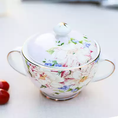 British bone porcelain sugar jar with lid ceramic retro sugar tank sugar jar white sugar jar storage tank