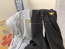 部分码数现货 韩系小飞人同款 拉链长袖连帽印花毛圈卫衣外套