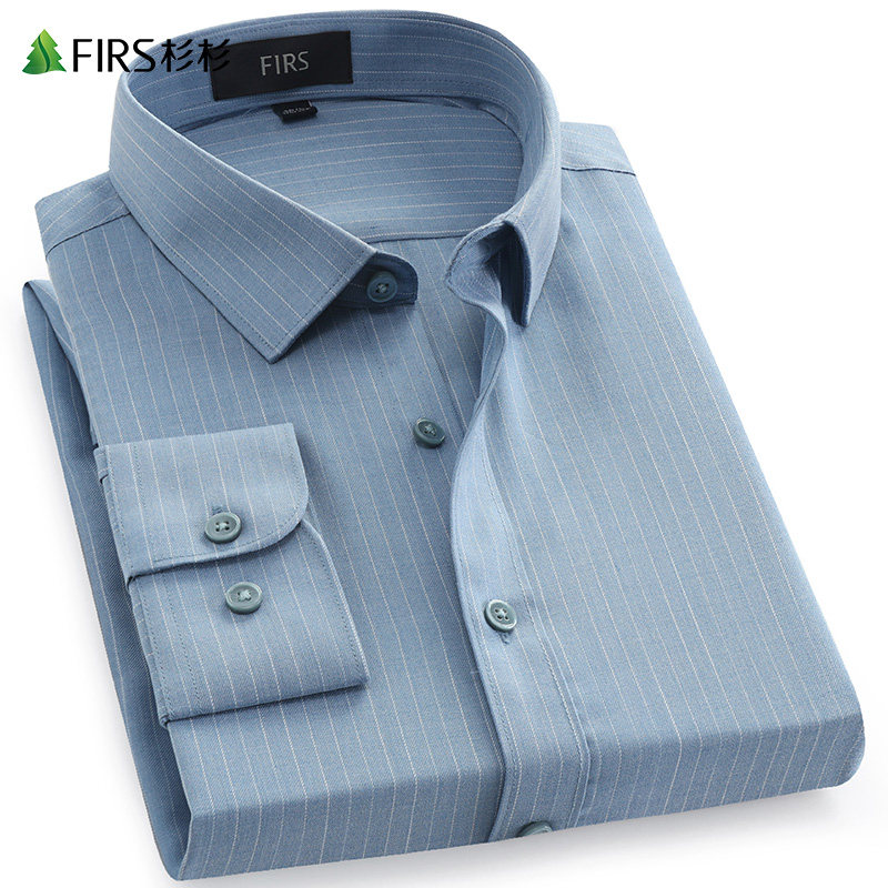 Cedar Men's Dress Striped Long Sleeve Shirt Men 2022 Spring New Middle Youth Business Casual Loose Men's Shirt