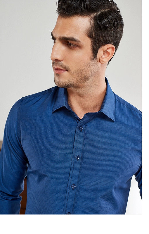 Firs / Shanshan Men 2018 Mùa thu mới Cổ vuông vuông Màu sắc kinh doanh Áo sơ mi nam giản dị Áo sơ mi nam Hàn Quốc