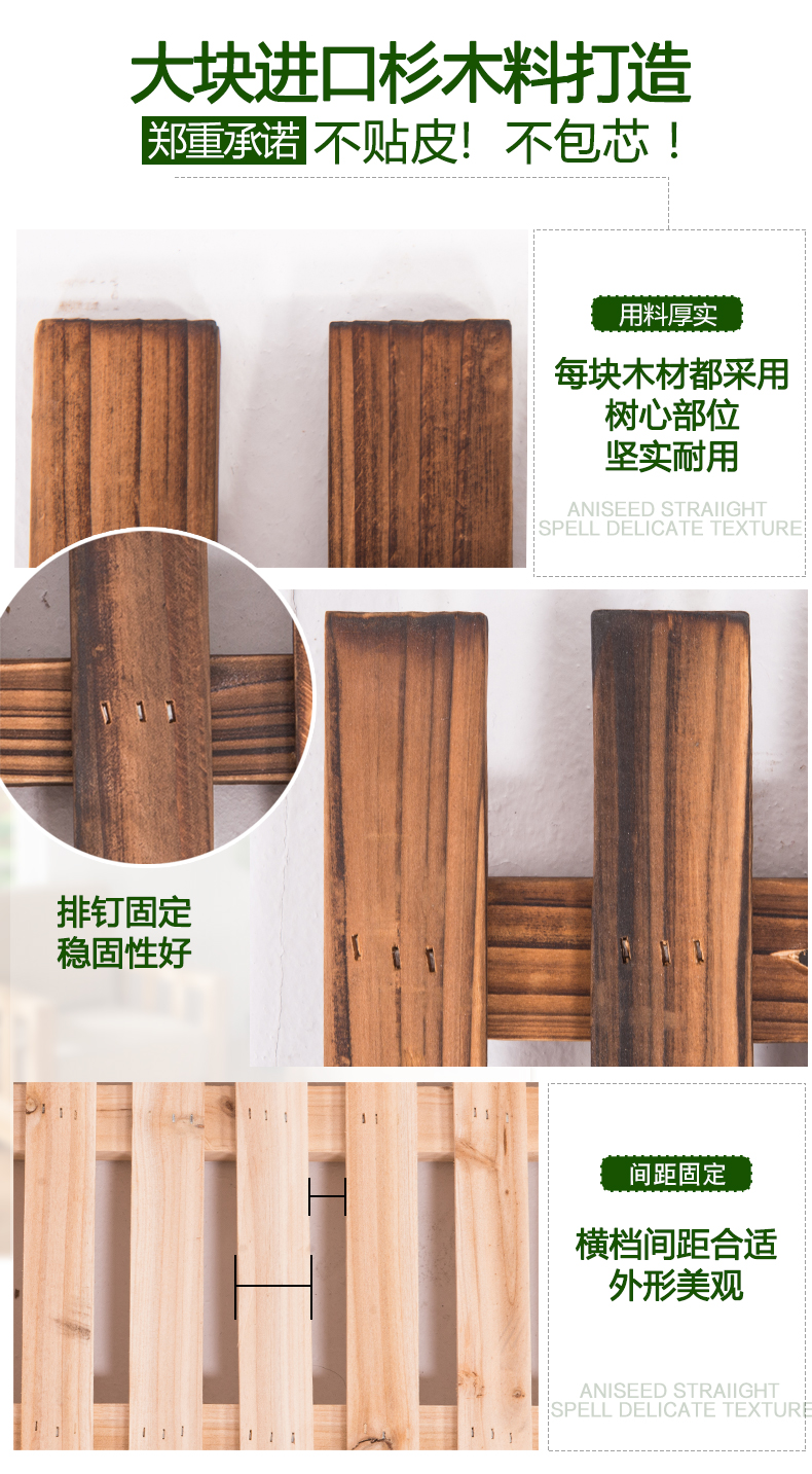 Carbonized gỗ phòng khách tường hoa kệ treo tường trang trí ban công tường loll xanh treo chậu cây giá - Kệ kệ gỗ mini