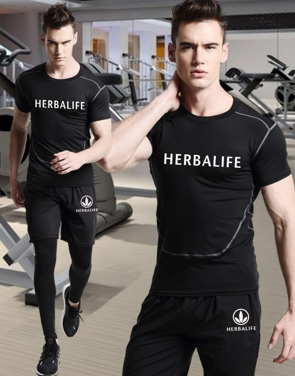 Herbalife quần áo thể thao nam mới tập thể dục hai mảnh kích thước lớn ba mảnh đội có thể được tùy chỉnh - Thể thao sau bộ quần áo thể thao