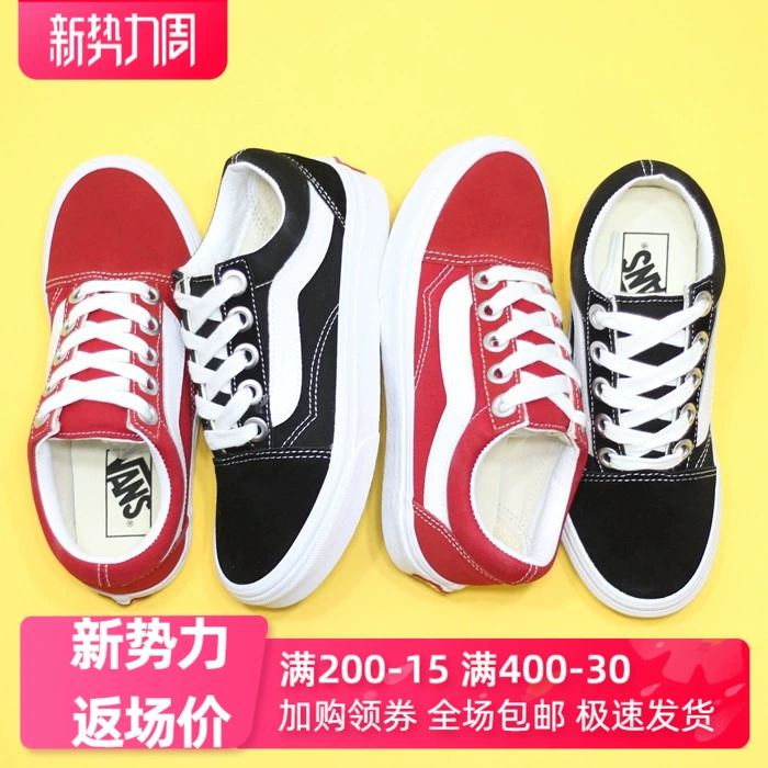 [Điểm nắng] Giày thể thao cổ điển màu đỏ cổ điển Vans màu đỏ và đen OLD SKOOL VN0A3WLY6BT - Dép / giày thường