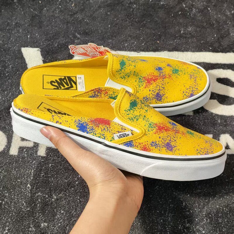   Vans Colorful Splash-Ink Slip-On Mules Casual Backless Canvas Shoes Vn0A4P3Ub0W