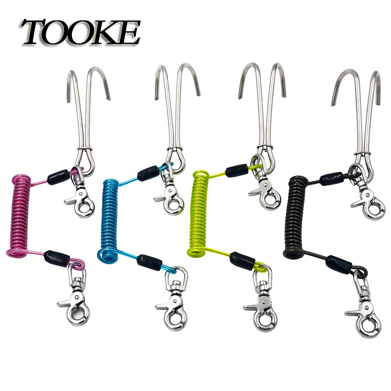 TOOKE Diving Spring Double Head Flow Hook 316 Stainless Steel Flow Hook Corrosion Protection Top Flow Diving Special Double Head Hook