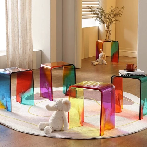 Hoxon Акриловый Радужный Табурет Красочный стул для смены обуви Табурет для отдыха Прозрачный табурет для ванной комнаты Низкий табурет Интернет-знаменитости Ins Табурет