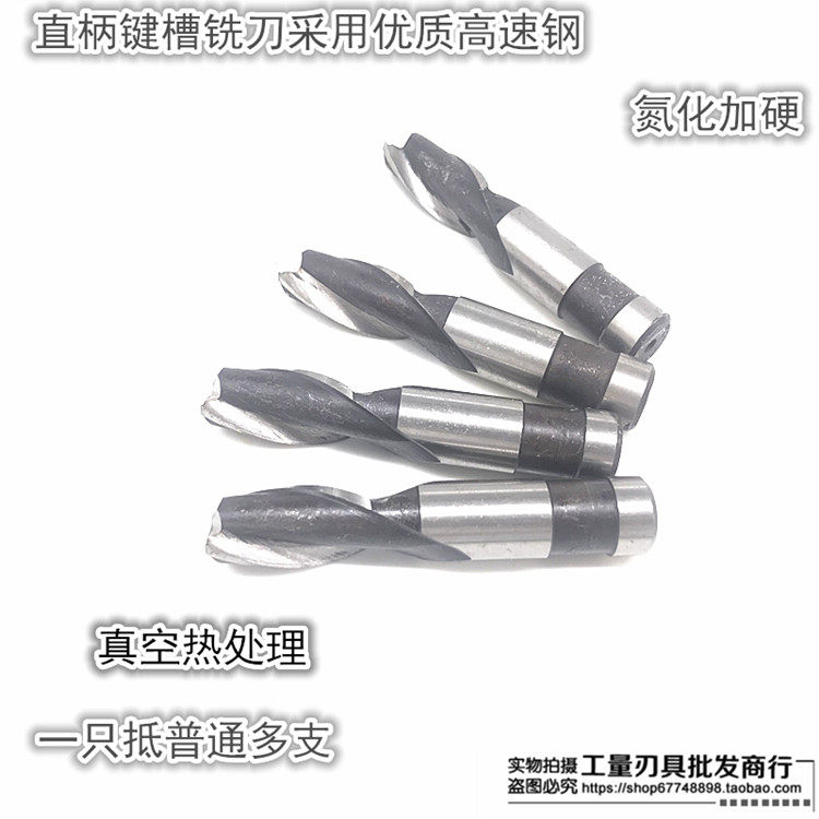 High-speed mesh two-edge straight shank keyway milling cutter 3 4 5 6 8 10 12 14 16 18 20 nitriding hardening