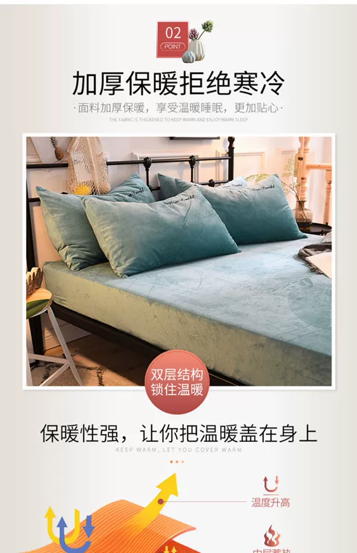 Pha lê nhung dày đơn giường Khăn trải giường ấm áp Simmons bảo vệ chăn bông bọc nệm có thể tháo rời bao gồm 1,8m