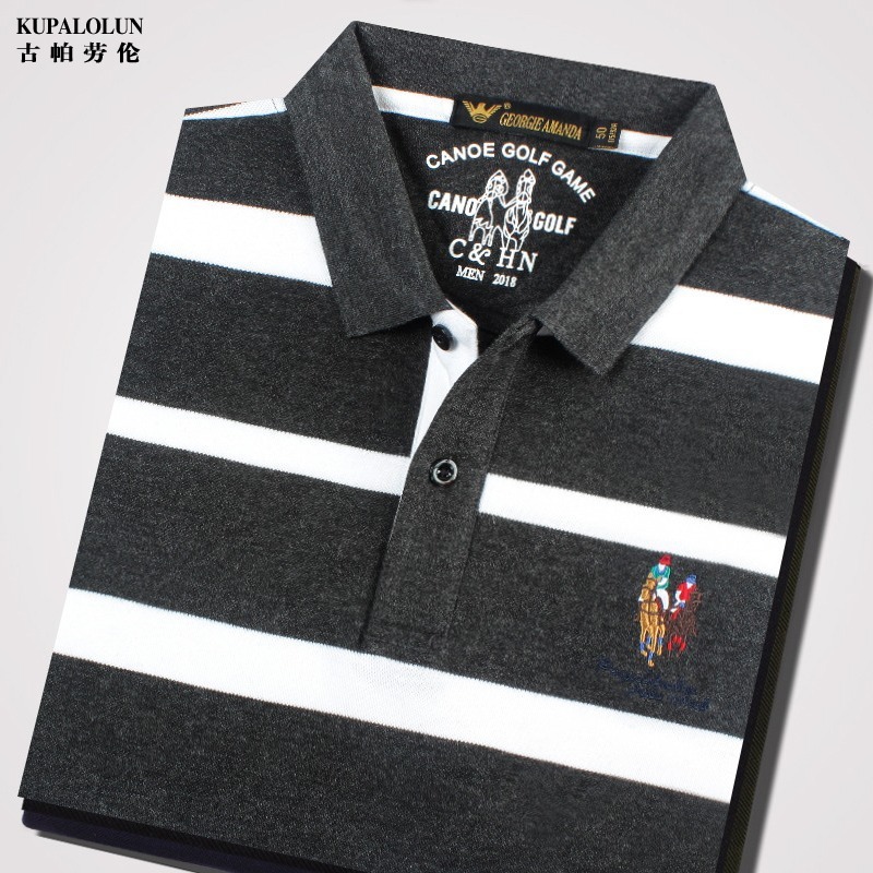 Brand Ralph Lauren Polo Shirt Cotton Striped Long Sleeve Men's T-shirt Lapel Spring Clothes Business Leisure Joker POLO Shirt