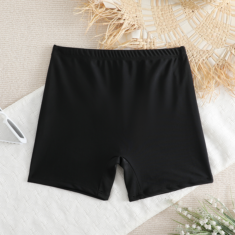 Women's Conservative High-Waisted Square-Leg Anti-Exposure Long Swim Shorts, Single Piece, Plus Size, New