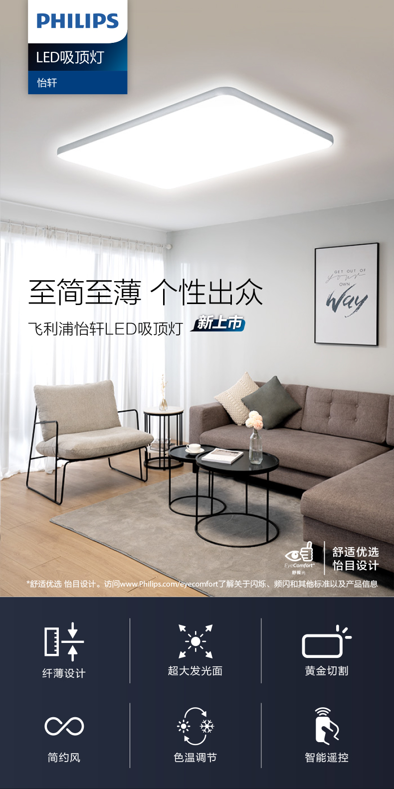 神价格 飞利浦 LED吸顶灯 客厅卧室灯具套餐 图2