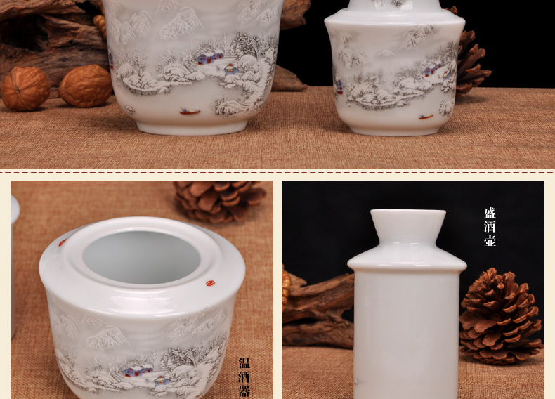 Loạt các Jingdezhen gốm bộ rượu vang thủy tinh màu xanh và trắng sứ nóng rượu vang nồi thủy tinh rượu vang vàng ấm rượu nồi hai hai năm hai