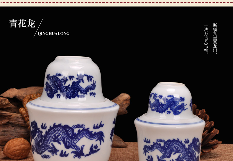 Loạt các Jingdezhen gốm bộ rượu vang thủy tinh màu xanh và trắng sứ nóng rượu vang nồi thủy tinh rượu vang vàng ấm rượu nồi hai hai năm hai