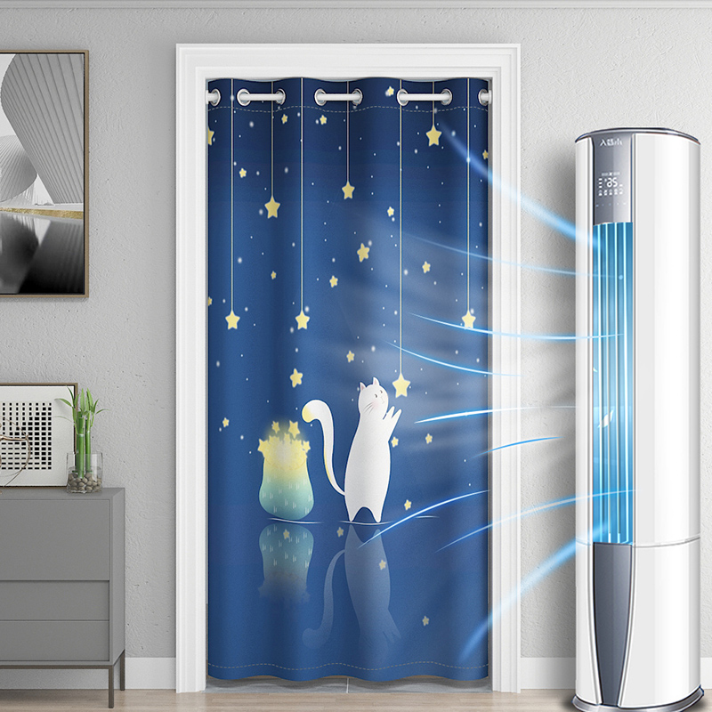Kitchen door curtain bedroom partition window windshield household anti-cold-free punching block curtain heat insulation air conditioning hanging curtain