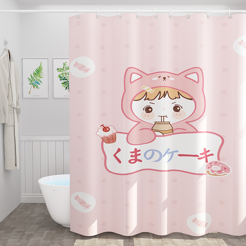 Makeup Room Door Curtain Bath Curtain Suit Free of perforated thickened waterproof and mildew-proof Bathrooms Curtain Partition Window Curtain Bath blinds