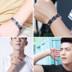 Của nam giới Hàn Quốc phiên bản của sợi carbon thủy triều của nam giới cá tính bracelet titanium thép đơn giản thanh niên trang sức nam châm có thể được chữ sinh viên Vòng đeo tay Clasp