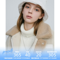 EKCOOKIES original designer niche lapel color pattern loose cashmere jacket imitation lamb wool coat