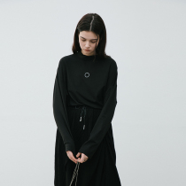 EKCOOKIES original designer infinite circle print semi-turtleneck long sleeve T-shirt base elastic base