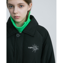 EKCOOKIES original designer print lapel drawstring drawstring waist profile cotton coat windbreaker long coat