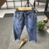 Cắt dấu Bird chiếc váy cô gái mùa hè cạnh tóc quần jean lỗ triều con bé trẻ em rửa quần denim 