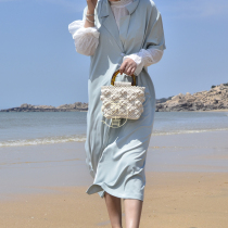 Tea Green original design kapok forest series hand-woven cotton thread bag diy material bag finished product