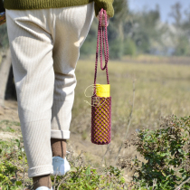 Tea Green original design spring warm insulation cup set hand holding oblique span hand woven small bag diy finished material