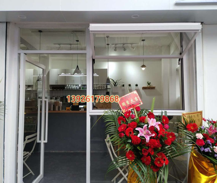 Net red shop aluminum alloy folding window push up and down to open sliding up and down