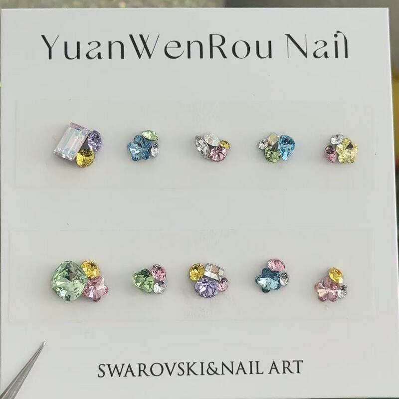 [Candy Soda Short Nails] Manicure Wearable Nails Authentic Swarovski Material Pack Rock Sugar 8 X 6 Feifang 8 06