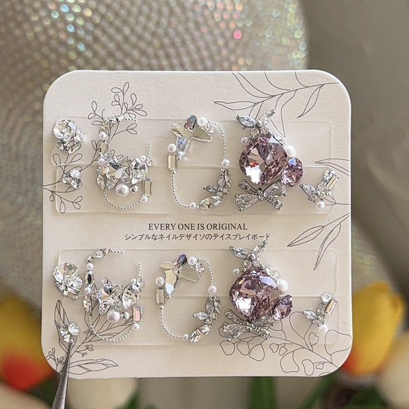 [Greenish Purple] Nail Art Press-On Nails, Genuine Swarovski Material Package, Hua Zi Crystal, Square Shape, 10mm, 260 Pieces