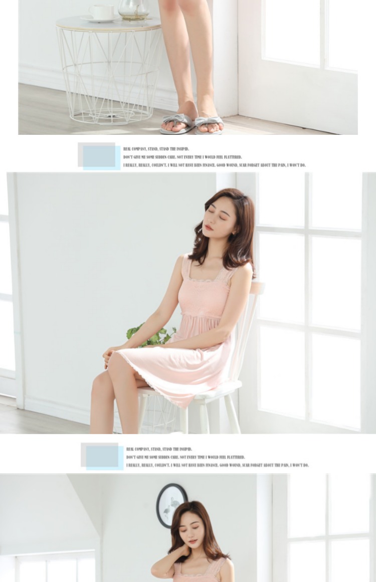 2018 mới mùa hè cotton modal đai ngực áo ngủ váy ngủ không mặc áo ngực mỏng lỏng váy mặc ở nhà