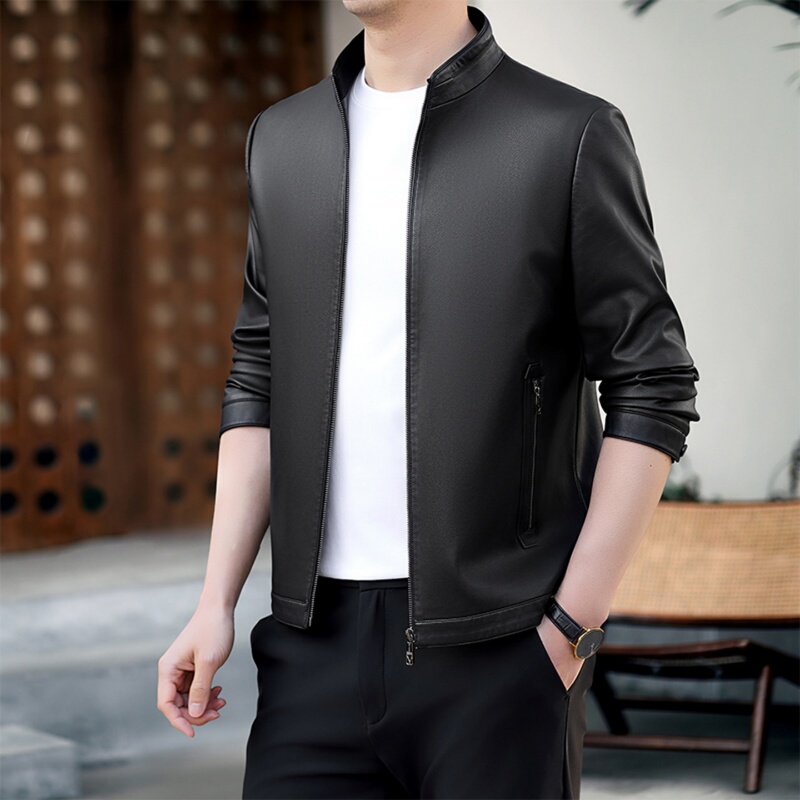 Haining Sheepskin Genuine Leather Jacket for Men 2026 New Spring and Autumn Leather Jacket for Middle-Aged and Elderly Men with Fleece Lining Dad's Coat