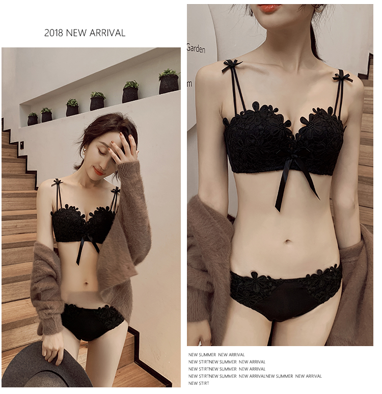 He Yun Ge xuân hè nửa cúp ngực ren gợi cảm đặt trên bộ sưu tập áo ngực nhỏ không vòng thép đồ lót rượu vang đỏ - Bộ đồ lót quần áo lót đúc cao cấp