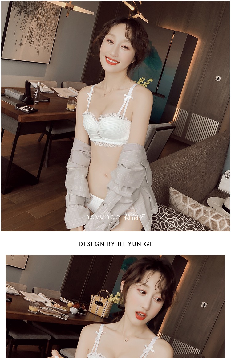 He Yunge trắng không có vòng thép bên hông ống lót đồ lót cô gái dễ thương thoải mái áo ngực tụ tập áo ngực bikini sexy