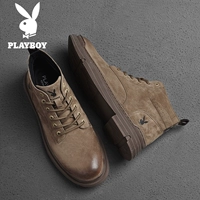 Зимняя мужская обувь Playboy с высоким берцем в британском стиле, модные универсальные ботинки Martin в корейском стиле, рабочая одежда, модная мужская обувь средней высоты
