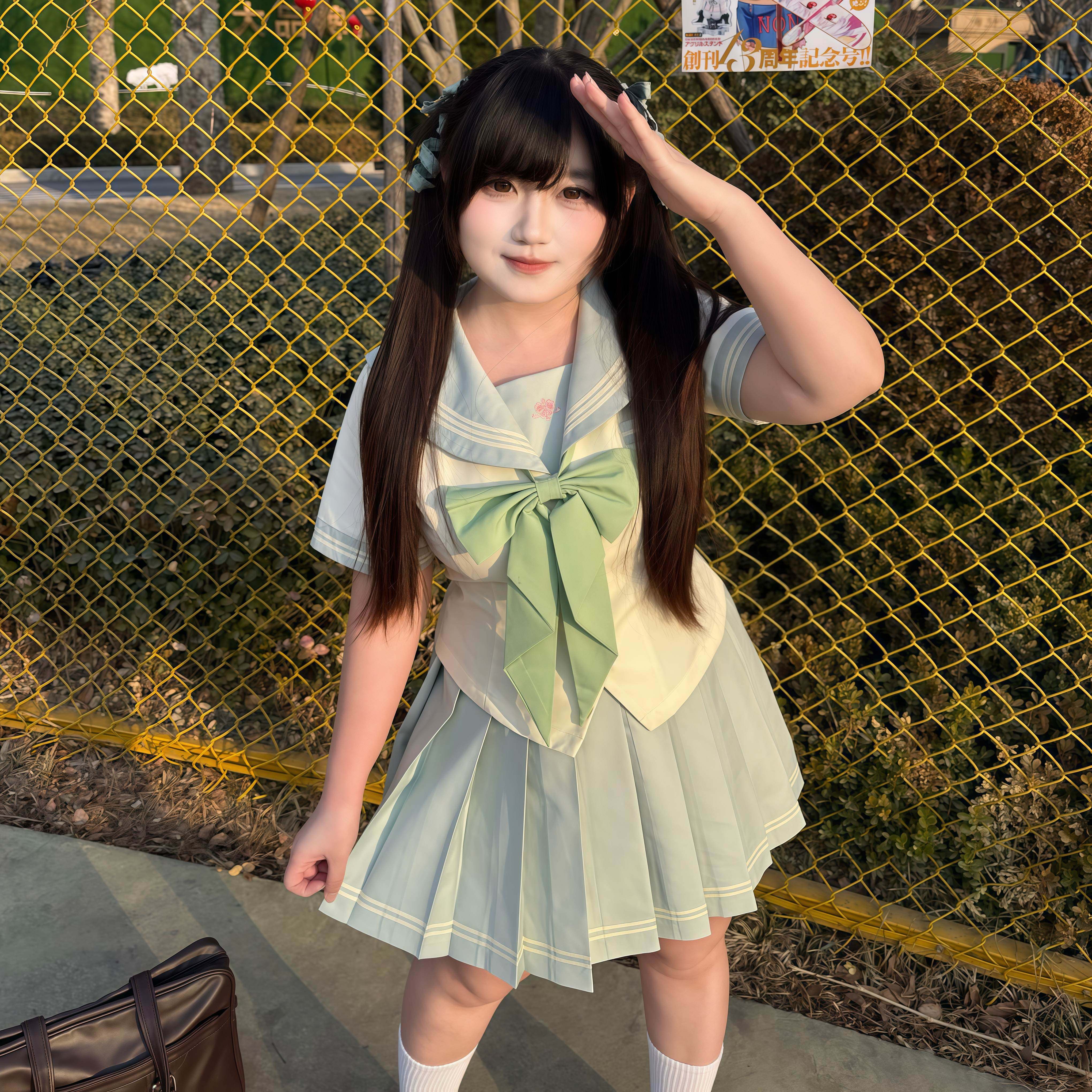 蜜罐娃娃原创【薄荷信笺】jk短袖水手服学院风大小码收腰夏季套装