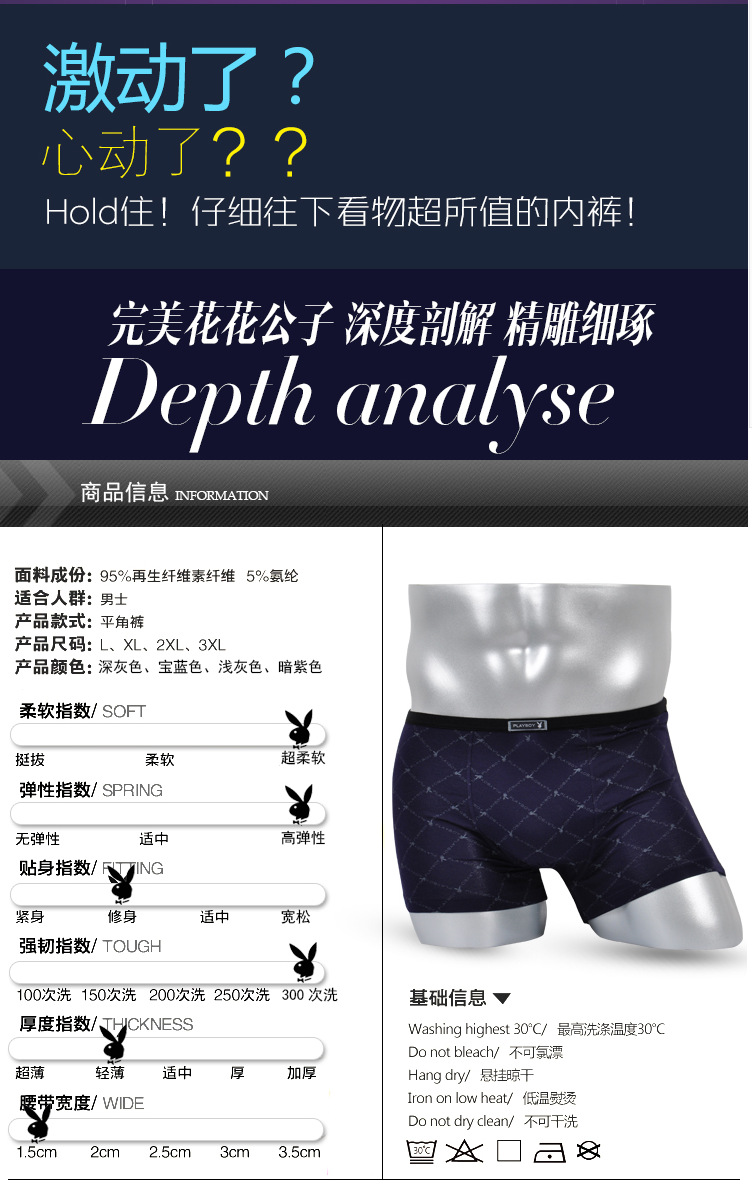 Playboy 5023 Quần lót nam Boxer Quần short Modal Đồ lót nam U-eo eo Boxer Head Gift Box quan lot nu trung nien
