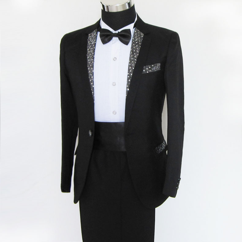 Guanying Bird Costume Nam Trắng Đen Bộ đồ vest đen Bộ ca sĩ Siyi Host Trang phục hợp xướng vest nam