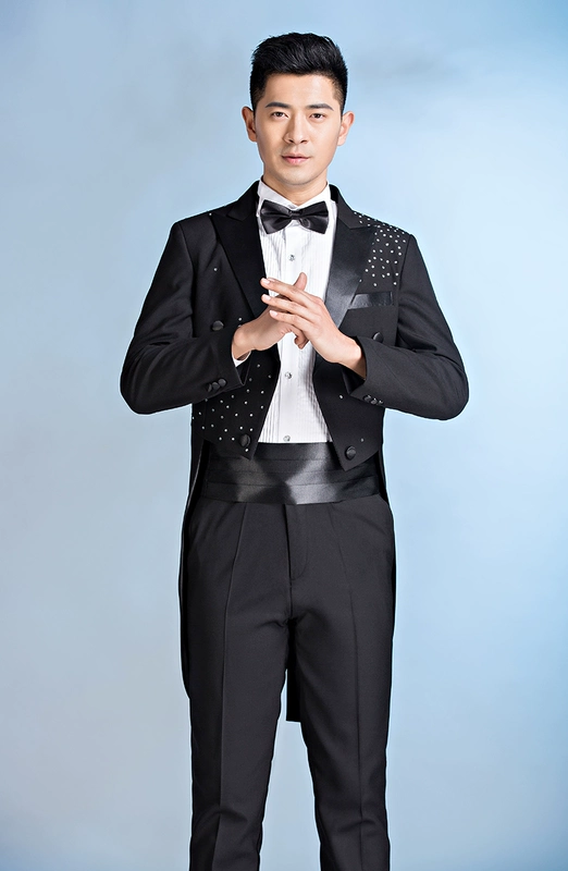 Mới tuxedo nam Slim Dress Giai đoạn biểu diễn trang phục Chỉ huy hợp xướng phù hợp với phù hợp với Studio tuxedo - Suit phù hợp bộ vest nam trẻ trung