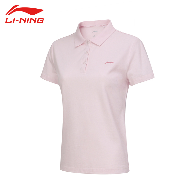 Li Ning Polo Short Sleeve T-shirt Woman Summer New Breathable Turnover Polo Shirt Casual Running Half Sleeve Sports Blouse