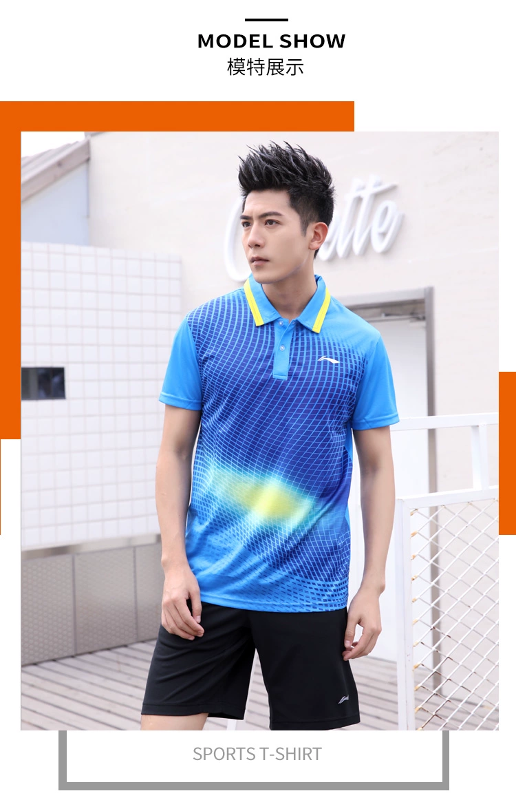 Li Ning Áo thun tay ngắn Slim Áo sơ mi nam POLO thoáng khí Kích thước lớn cho nam Thể thao mùa hè Cuộc sống Lapel Top - Áo polo thể thao mẫu áo polo