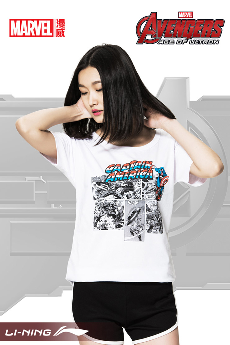 Li Ning áo thun ngắn tay Avengers mùa hè mới của phụ nữ thoải mái thoáng khí thể thao cổ tròn tay ngắn bị hỏng mã - Áo phông thể thao áo tank top nam