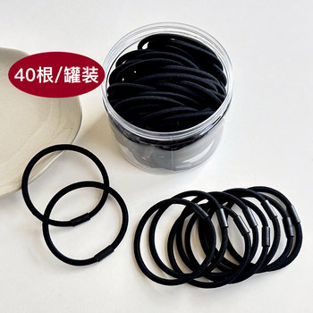 Black High-Elastic Hair Rope for Women 2025 New Classy Scalp Band Hair Tie Adult Durable Leather Set Headband Headwear